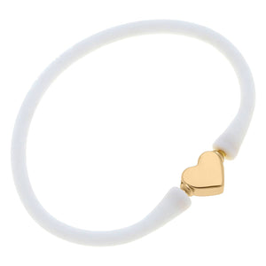 White 24K Gold Plated Heart Bead Silicone Bracelet