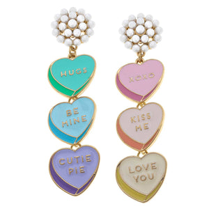 Conversation Hearts Enamel Drop Earrings in Multi