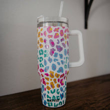 Load image into Gallery viewer, Pastel Leopard Tumbler Cup with Drinking Straw
