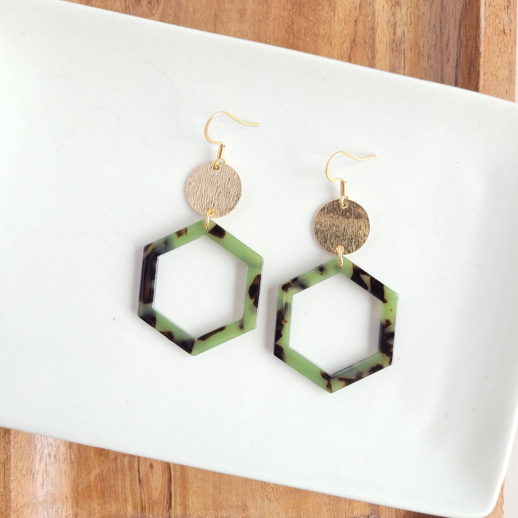 Lennox Earrings - Olive Tortoise / Fall Earrings