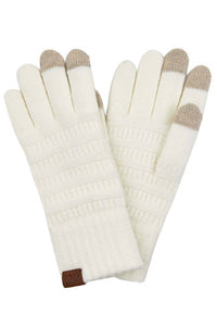 C.C Solid Ribbed Knit Glove Ivory