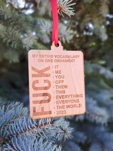 My Entire Vocab - Engraved Wooden Christmas Ornament