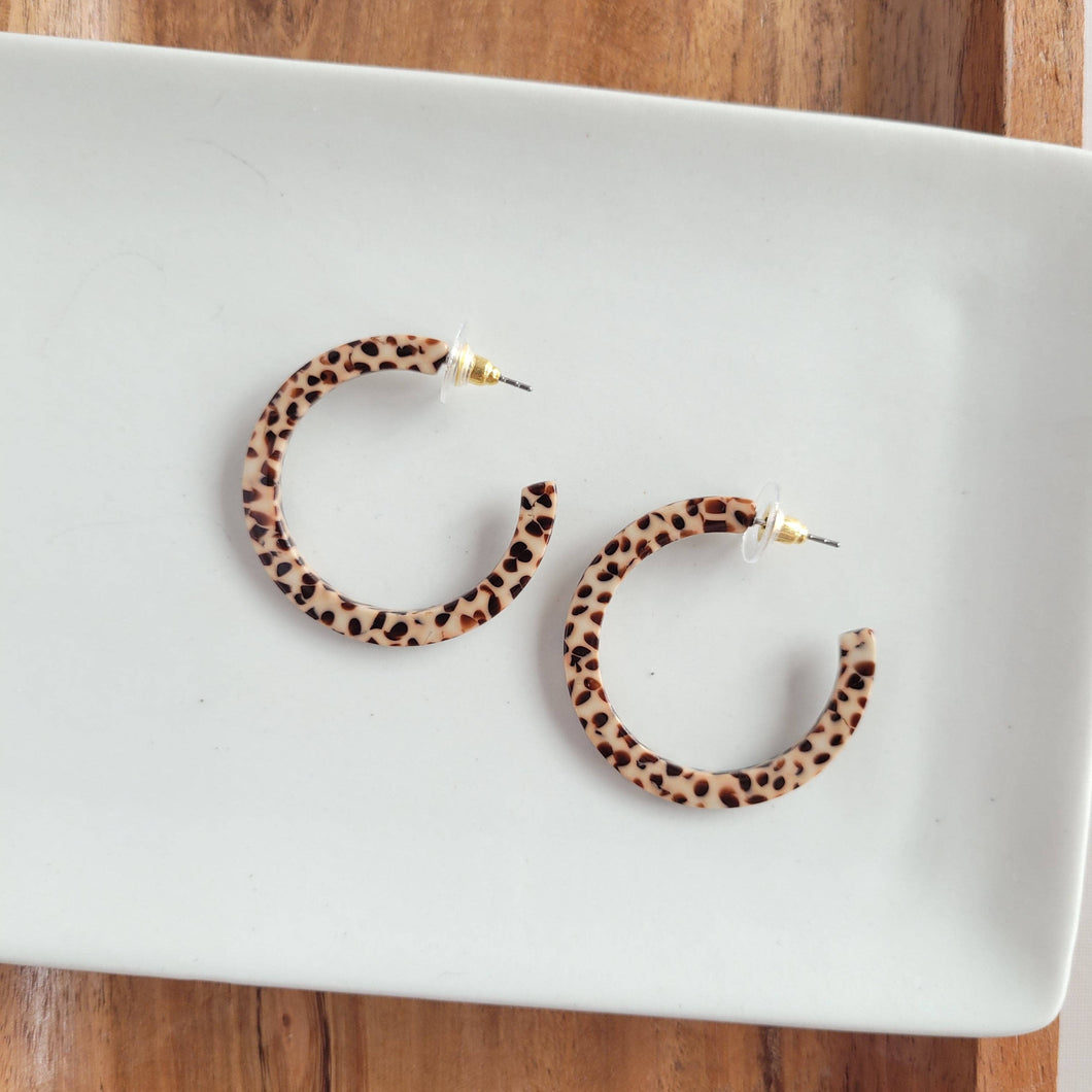 Camy Hoops - Brown Dot / Fall Hoop Earrings