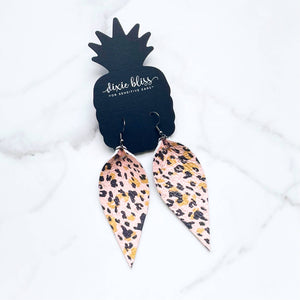 Blushing Cheetah Leaf Earrings