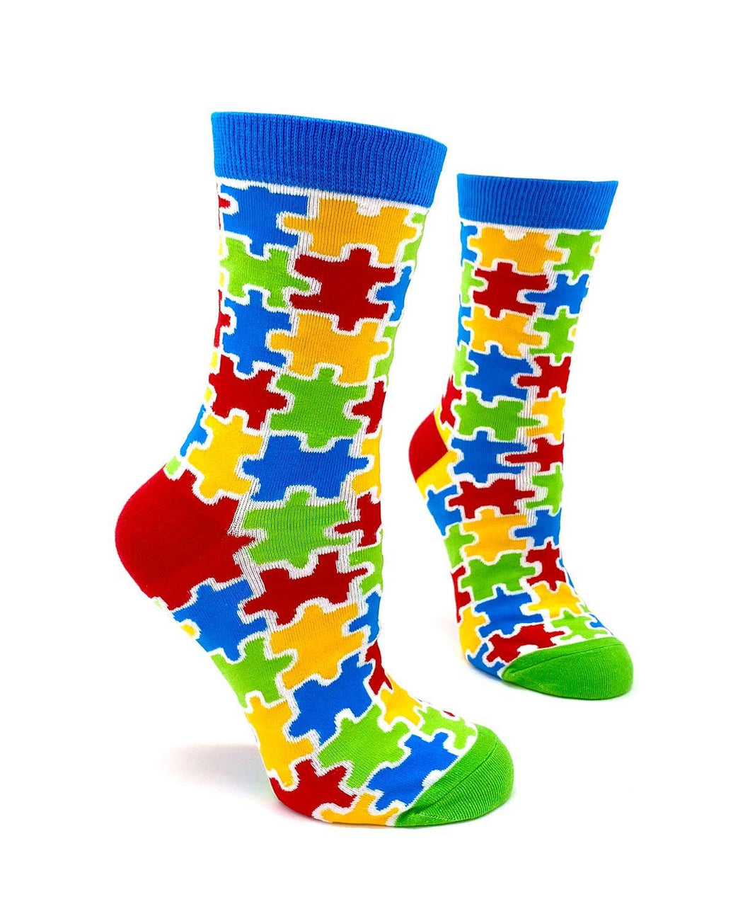 Colorful Autism Awareness Puzzle Pieces Women's Crew Socks