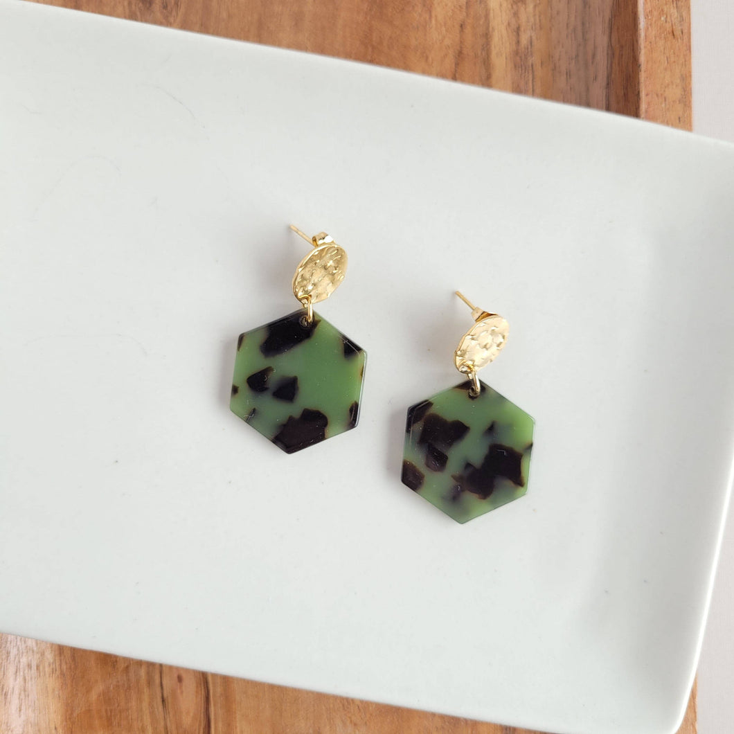 Roxy Earrings - Olive Tortoise /  Fall Earrings