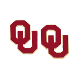 University of Oklahoma Logo Enamel Stud Earrings in Crimson & White