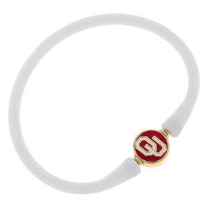 Oklahoma Bali Silicone Bracelet in White & Crimson