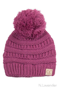 C.C Kids Solid Knit Pom Beanie lav