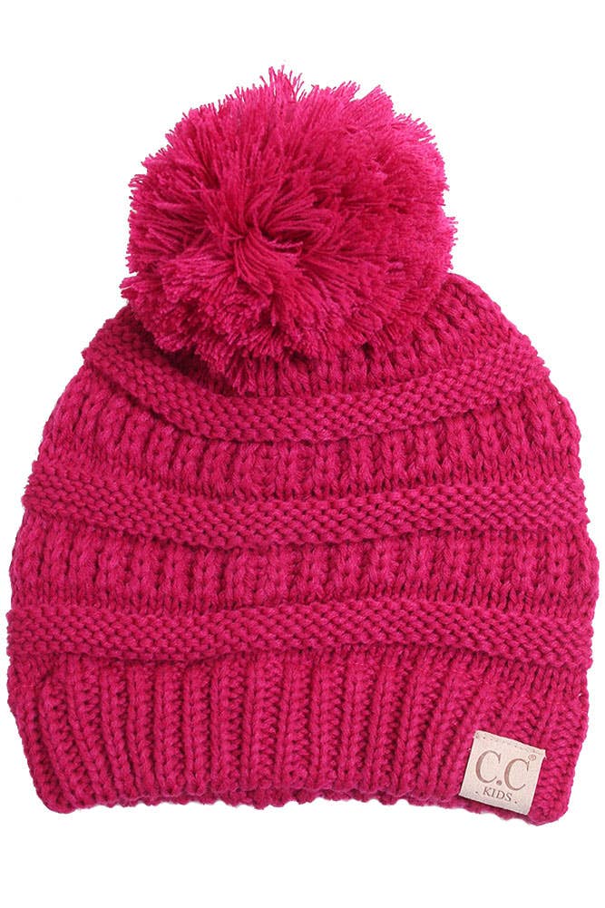 C.C Kids Solid Knit Pom Beanie hot pink