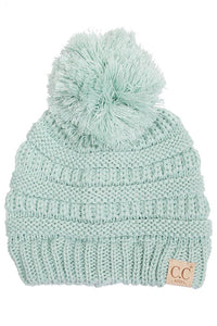 C.C Kids Solid Knit Pom Beanie mint