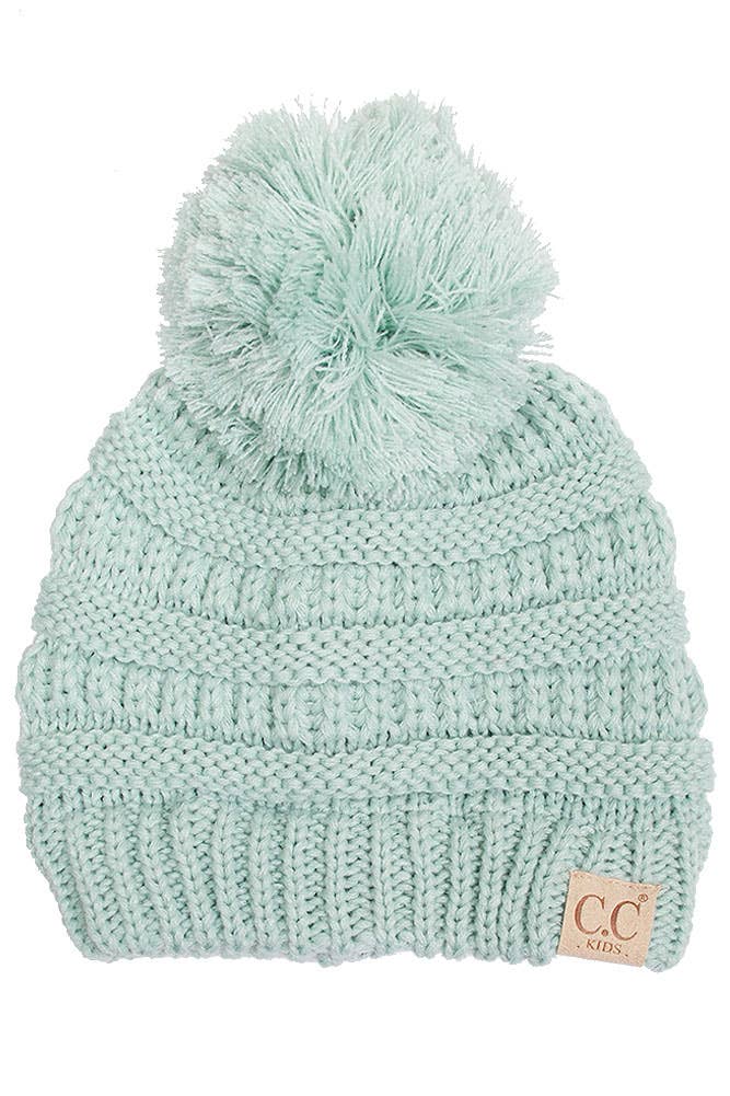 C.C Kids Solid Knit Pom Beanie mint