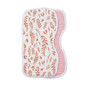 Pink Leaves & Cotton Candy Muslin Burp Cloths Set