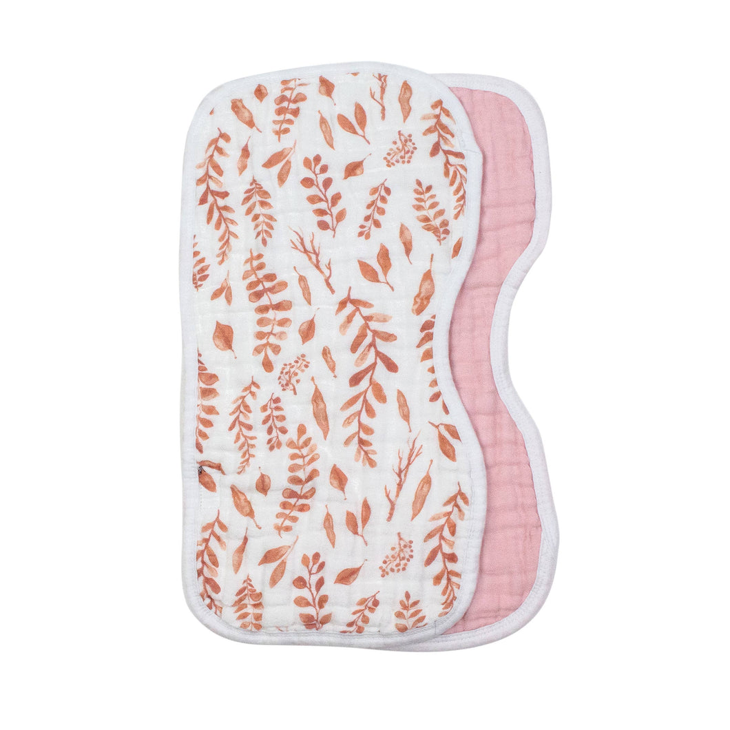 Pink Leaves & Cotton Candy Muslin Burp Cloths Set