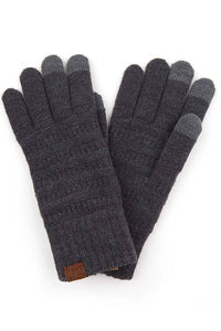 C.C Solid Ribbed Knit Glove Charcoal