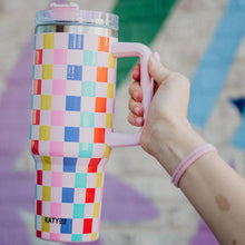 Load image into Gallery viewer, Pink-Multicolored Checkered Tumbler Cup
