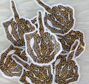 Leopard Middle finger sticker