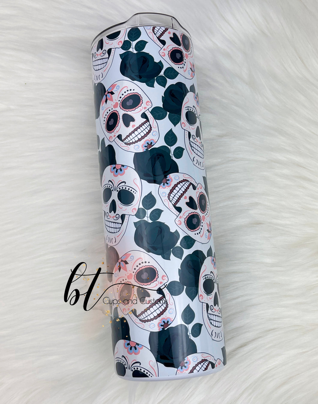 Skull/floral sublimation tumbler