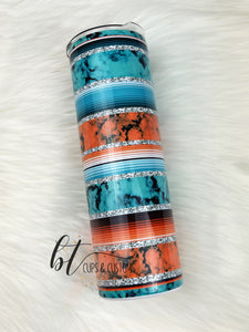 30oz skinny Marble Serape Tumbler with Straw