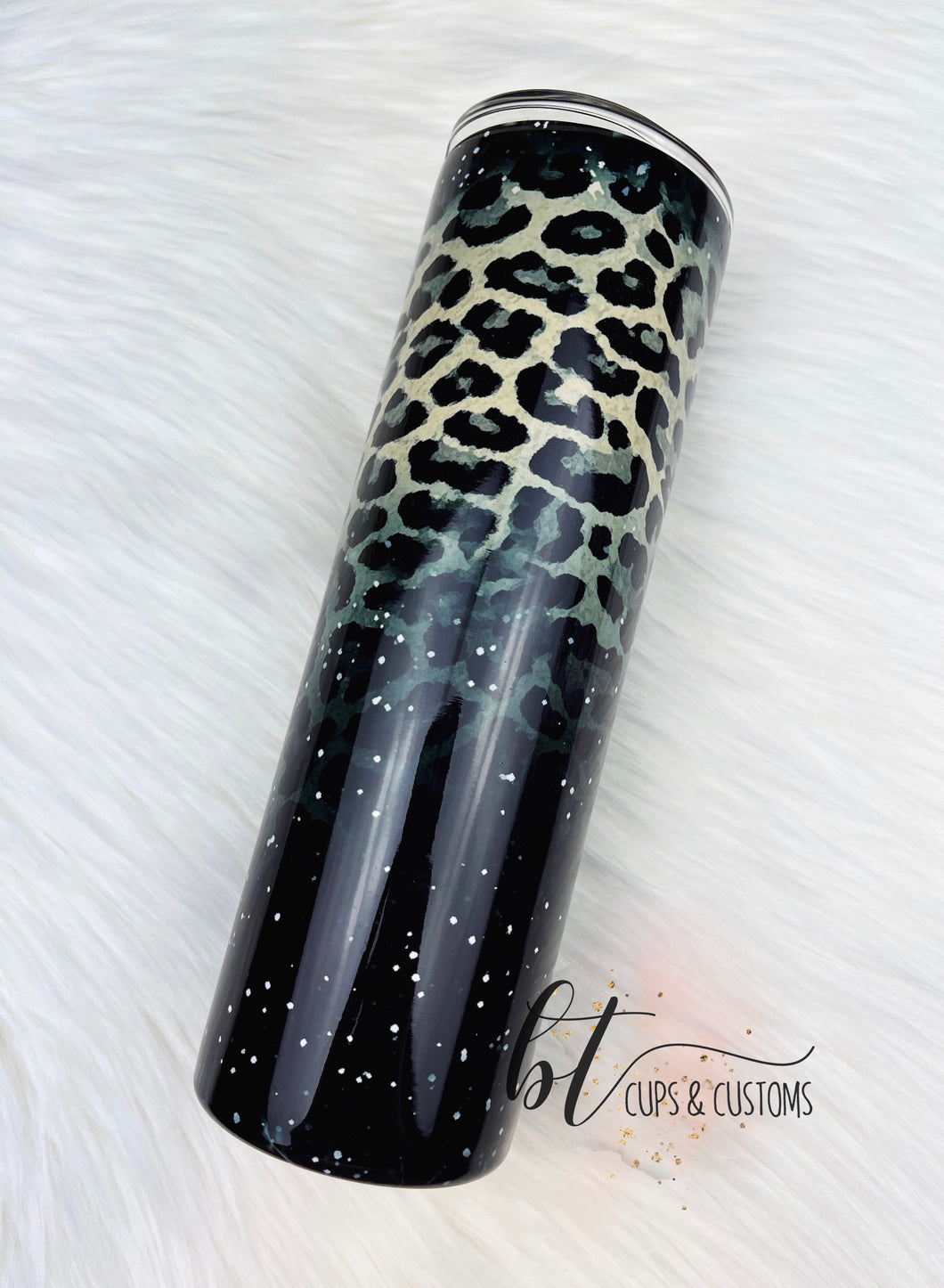 30oz Skinny Black and Leopard tumbler