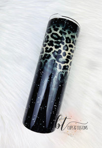 30oz Skinny Black and Leopard tumbler